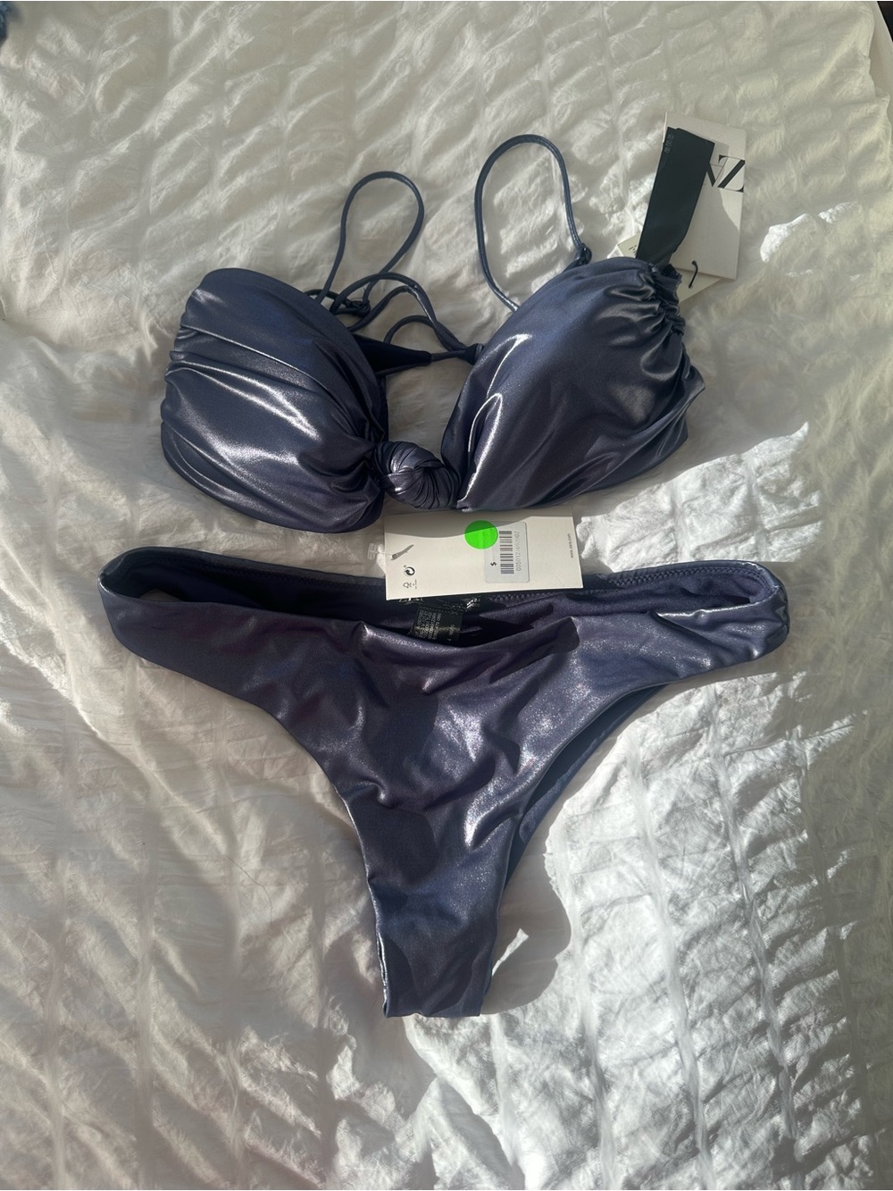 Zara Metallic Navy Blue Bikini Set